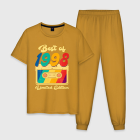 Мужская пижама хлопок с принтом Лучшее из 1998 в Кировске, 100% хлопок | брюки и футболка прямого кроя, без карманов, на брюках мягкая резинка на поясе и по низу штанин
 | Тематика изображения на принте: 