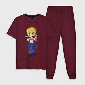 Мужская пижама хлопок с принтом Vault girl   fan art в Курске, 100% хлопок | брюки и футболка прямого кроя, без карманов, на брюках мягкая резинка на поясе и по низу штанин
 | 