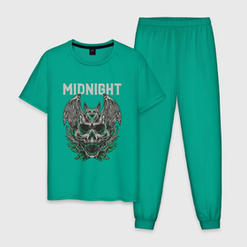 Мужская пижама хлопок с принтом Midnight bat в Тюмени, 100% хлопок | брюки и футболка прямого кроя, без карманов, на брюках мягкая резинка на поясе и по низу штанин
 | Тематика изображения на принте: 