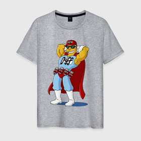 Мужская футболка хлопок с принтом Duffman   Simpsons в Петрозаводске, 100% хлопок | прямой крой, круглый вырез горловины, длина до линии бедер, слегка спущенное плечо. | 