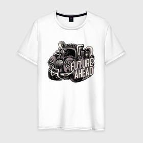 Мужская футболка хлопок с принтом Future ahead   steam punk в Тюмени, 100% хлопок | прямой крой, круглый вырез горловины, длина до линии бедер, слегка спущенное плечо. | 