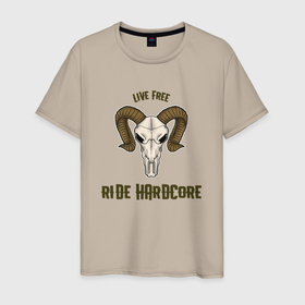 Мужская футболка хлопок с принтом Live free   ride hardcore , 100% хлопок | прямой крой, круглый вырез горловины, длина до линии бедер, слегка спущенное плечо. | 