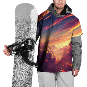 Накидка на куртку 3D с принтом Закатное солнце в облаках в Новосибирске, 100% полиэстер |  | Тематика изображения на принте: 