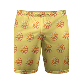 Мужские шорты спортивные с принтом Апельсин Паттерн   Желтая версия в Тюмени,  |  | Тематика изображения на принте: 