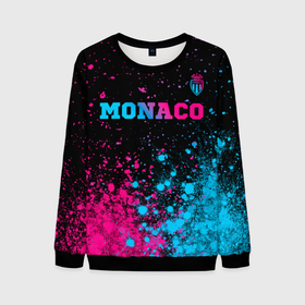 Мужской свитшот 3D с принтом Monaco   neon gradient: символ сверху в Санкт-Петербурге, 100% полиэстер с мягким внутренним слоем | круглый вырез горловины, мягкая резинка на манжетах и поясе, свободная посадка по фигуре | 