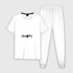 Мужская пижама хлопок с принтом Омори логотип , 100% хлопок | брюки и футболка прямого кроя, без карманов, на брюках мягкая резинка на поясе и по низу штанин
 | 
