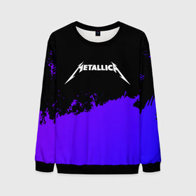 Мужской свитшот 3D с принтом Metallica purple grunge в Екатеринбурге, 100% полиэстер с мягким внутренним слоем | круглый вырез горловины, мягкая резинка на манжетах и поясе, свободная посадка по фигуре | Тематика изображения на принте: 