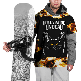Накидка на куртку 3D с принтом Hollywood Undead рок кот и огонь в Екатеринбурге, 100% полиэстер |  | Тематика изображения на принте: 