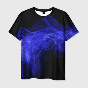 Мужская футболка 3D с принтом Синяя звуковая волна в Санкт-Петербурге, 100% полиэфир | прямой крой, круглый вырез горловины, длина до линии бедер | Тематика изображения на принте: 