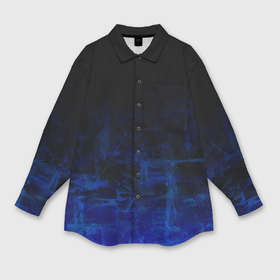 Мужская рубашка oversize 3D с принтом Однотонный черный и темно синий гранжевый градиент в Санкт-Петербурге,  |  | 