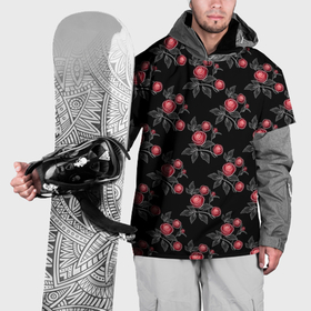 Накидка на куртку 3D с принтом Акварельные розы на черном в Курске, 100% полиэстер |  | Тематика изображения на принте: 