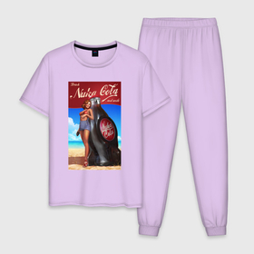 Мужская пижама хлопок с принтом Fallout nuka   cola в Екатеринбурге, 100% хлопок | брюки и футболка прямого кроя, без карманов, на брюках мягкая резинка на поясе и по низу штанин
 | 