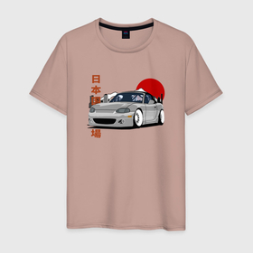 Мужская футболка хлопок с принтом Mazda MX 5 NB Retro JDM в Курске, 100% хлопок | прямой крой, круглый вырез горловины, длина до линии бедер, слегка спущенное плечо. | 