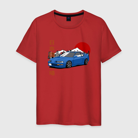 Мужская футболка хлопок с принтом Honda Prelude Japanese Retro Car в Петрозаводске, 100% хлопок | прямой крой, круглый вырез горловины, длина до линии бедер, слегка спущенное плечо. | 