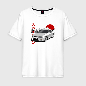 Мужская футболка хлопок Oversize с принтом Nissan Skyline Gt r r33 Japanese Retro Cars в Екатеринбурге, 100% хлопок | свободный крой, круглый ворот, “спинка” длиннее передней части | 