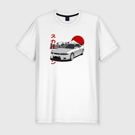 Мужская футболка хлопок Slim с принтом Nissan Skyline Gt r r33 Japanese Retro Cars , 92% хлопок, 8% лайкра | приталенный силуэт, круглый вырез ворота, длина до линии бедра, короткий рукав | 