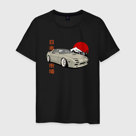 Мужская футболка хлопок с принтом Mazda Rx 7 FC Rotary Japanese Cars в Кировске, 100% хлопок | прямой крой, круглый вырез горловины, длина до линии бедер, слегка спущенное плечо. | 
