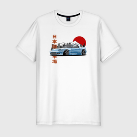 Мужская футболка хлопок Slim с принтом Mazda Rx7 Fd Retro Japan Car в Новосибирске, 92% хлопок, 8% лайкра | приталенный силуэт, круглый вырез ворота, длина до линии бедра, короткий рукав | 