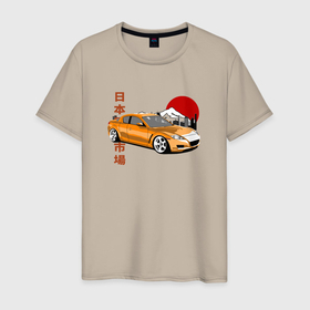 Мужская футболка хлопок с принтом Mazda RX8 JDM Retro Car , 100% хлопок | прямой крой, круглый вырез горловины, длина до линии бедер, слегка спущенное плечо. | 