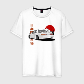 Мужская футболка хлопок с принтом Nissan Silvia s13 JDM Retro Car в Екатеринбурге, 100% хлопок | прямой крой, круглый вырез горловины, длина до линии бедер, слегка спущенное плечо. | 