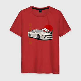 Мужская футболка хлопок с принтом Nissan Silvia S13 Front View Japanese Cars Retro Design в Кировске, 100% хлопок | прямой крой, круглый вырез горловины, длина до линии бедер, слегка спущенное плечо. | Тематика изображения на принте: 