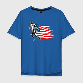 Мужская футболка хлопок Oversize с принтом Американский футбол с флагом США в Петрозаводске, 100% хлопок | свободный крой, круглый ворот, “спинка” длиннее передней части | Тематика изображения на принте: 