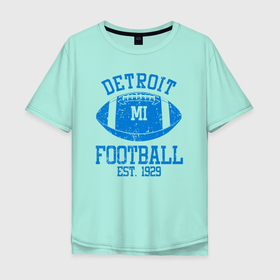 Мужская футболка хлопок Oversize с принтом Детройт американский футбол в Тюмени, 100% хлопок | свободный крой, круглый ворот, “спинка” длиннее передней части | 