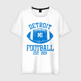Мужская футболка хлопок с принтом Детройт американский футбол в Курске, 100% хлопок | прямой крой, круглый вырез горловины, длина до линии бедер, слегка спущенное плечо. | 