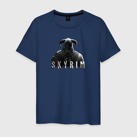 Мужская футболка хлопок с принтом Skyrim Минимализм в Екатеринбурге, 100% хлопок | прямой крой, круглый вырез горловины, длина до линии бедер, слегка спущенное плечо. | 