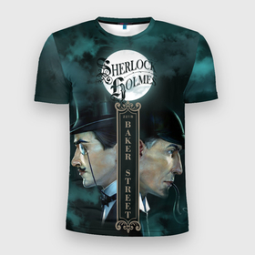 Мужская футболка 3D Slim с принтом Sherlock vs Moriarty в Петрозаводске, 100% полиэстер с улучшенными характеристиками | приталенный силуэт, круглая горловина, широкие плечи, сужается к линии бедра | Тематика изображения на принте: 