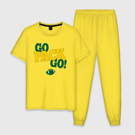 Мужская пижама хлопок с принтом GO Pack GO ВПЕРЕД американский футбол в Санкт-Петербурге, 100% хлопок | брюки и футболка прямого кроя, без карманов, на брюках мягкая резинка на поясе и по низу штанин
 | 