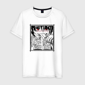 Мужская футболка хлопок с принтом Ахегао демон в Курске, 100% хлопок | прямой крой, круглый вырез горловины, длина до линии бедер, слегка спущенное плечо. | 