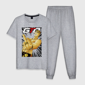 Мужская пижама хлопок с принтом Onizuka fuck в Курске, 100% хлопок | брюки и футболка прямого кроя, без карманов, на брюках мягкая резинка на поясе и по низу штанин
 | 