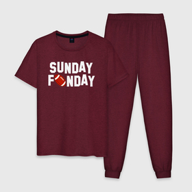 Мужская пижама хлопок с принтом Воскресенье день веселья   американский футбол , 100% хлопок | брюки и футболка прямого кроя, без карманов, на брюках мягкая резинка на поясе и по низу штанин
 | 
