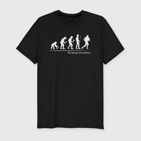 Мужская футболка хлопок Slim с принтом Теория эволюции   американский футбол в Тюмени, 92% хлопок, 8% лайкра | приталенный силуэт, круглый вырез ворота, длина до линии бедра, короткий рукав | 