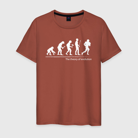 Мужская футболка хлопок с принтом Теория эволюции   американский футбол в Тюмени, 100% хлопок | прямой крой, круглый вырез горловины, длина до линии бедер, слегка спущенное плечо. | 