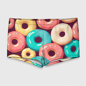 Мужские купальные плавки 3D с принтом Пончики и только пончики в Курске, Полиэстер 85%, Спандекс 15% |  | Тематика изображения на принте: 
