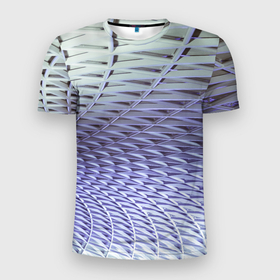 Мужская футболка 3D Slim с принтом Ребристая абстрактная поверхность в Тюмени, 100% полиэстер с улучшенными характеристиками | приталенный силуэт, круглая горловина, широкие плечи, сужается к линии бедра | 