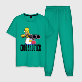 Мужская пижама хлопок с принтом Гомер Симпсон   крутой стрелок в Екатеринбурге, 100% хлопок | брюки и футболка прямого кроя, без карманов, на брюках мягкая резинка на поясе и по низу штанин
 | 