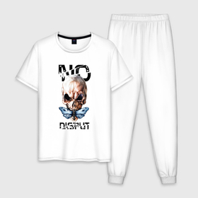 Мужская пижама хлопок с принтом Alien No Disput в Курске, 100% хлопок | брюки и футболка прямого кроя, без карманов, на брюках мягкая резинка на поясе и по низу штанин
 | 