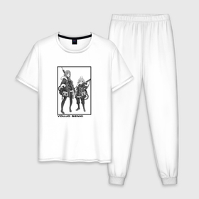 Мужская пижама хлопок с принтом Youjo Senki art в Кировске, 100% хлопок | брюки и футболка прямого кроя, без карманов, на брюках мягкая резинка на поясе и по низу штанин
 | Тематика изображения на принте: 