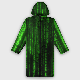 Мужской дождевик 3D с принтом Двоичный код зеленый в Петрозаводске,  |  | 
