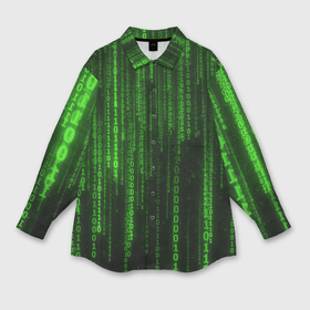Мужская рубашка oversize 3D с принтом Двоичный код зеленый в Петрозаводске,  |  | 