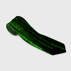 Галстук 3D с принтом Двоичный код зеленый в Петрозаводске, 100% полиэстер | Длина 148 см; Плотность 150-180 г/м2 | 