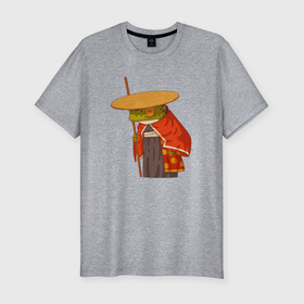 Мужская футболка хлопок Slim с принтом Мудрый самурай   лягушка в Санкт-Петербурге, 92% хлопок, 8% лайкра | приталенный силуэт, круглый вырез ворота, длина до линии бедра, короткий рукав | 