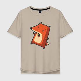 Мужская футболка хлопок Oversize с принтом Кричащая лиса в Курске, 100% хлопок | свободный крой, круглый ворот, “спинка” длиннее передней части | 