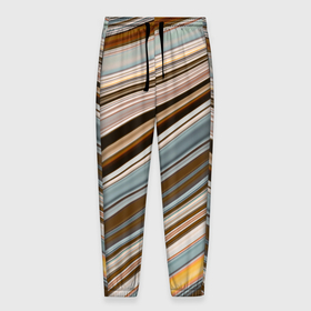 Мужские брюки 3D с принтом Colored wavy lines в Екатеринбурге, 100% полиэстер | манжеты по низу, эластичный пояс регулируется шнурком, по бокам два кармана без застежек, внутренняя часть кармана из мелкой сетки | 