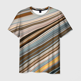 Мужская футболка 3D с принтом Colored wavy lines в Екатеринбурге, 100% полиэфир | прямой крой, круглый вырез горловины, длина до линии бедер | 