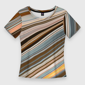 Женская футболка 3D Slim с принтом Colored wavy lines в Екатеринбурге,  |  | 