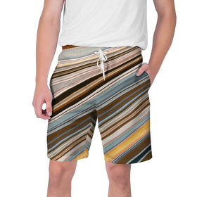 Мужские шорты 3D с принтом Colored wavy lines в Екатеринбурге,  полиэстер 100% | прямой крой, два кармана без застежек по бокам. Мягкая трикотажная резинка на поясе, внутри которой широкие завязки. Длина чуть выше колен | Тематика изображения на принте: 
